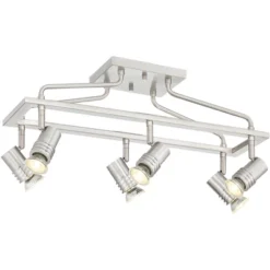 Pro Track Sven 6-Head LED Ceiling Track Light Fixture Kit Spot Light GU10 Silver Brushed Nickel Finish Metal Modern Cage Kitchen Bathroom 22" Wide -Adesso Shop GUEST 156b5a3f 8649 408b a37e 6163717ddb03