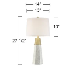 360 Lighting Julie Modern Table Lamps 27 1/2" Tall Set Of 2 Faux Marble Gold Tapered Column Fabric Drum Shade For Bedroom Living Room Bedside Office -Adesso Shop GUEST 15a11859 854d 45a1 9223 91bb79532de6