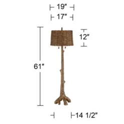 Barnes And Ivy Forrest Sequoia Tree Rustic Country Cottage Floor Lamp 61" Tall Faux Wood Brown Wicker Drum Shade For Living Room Bedroom Office House -Adesso Shop GUEST 169670db 29cd 43a8 9280 1c3f49debf19