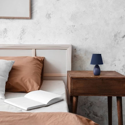 9.45" Petite Ceramic Oblong Bedside Table Desk Lamp With Matching Tapered Drum Shade Blue - Creekwood Home 7 9.45" Petite Ceramic Oblong Bedside Table Desk Lamp With Matching Tapered Drum Shade Blue - Creekwood Home - Image 7