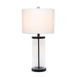 Entrapped Glass Table Lamp With Fabric Shade Black - Lalia Home