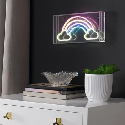 11.75" Rainbow Contemporary Glam Acrylic Box Pendant (Includes LED Light Bulb) Neon - JONATHAN Y 2 11.75" Rainbow Contemporary Glam Acrylic Box Pendant (Includes LED Light Bulb) Neon - JONATHAN Y - Image 2