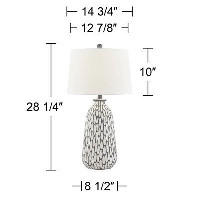 360 Lighting Carlton Modern Table Lamps 28 1/4" Tall Set Of 2 Gray Wash Off White Fabric Drum Shade For Bedroom Living Room Bedside Nightstand Office 7 360 Lighting Carlton Modern Table Lamps 28 1/4" Tall Set Of 2 Gray Wash Off White Fabric Drum Shade For Bedroom Living Room Bedside Nightstand Office - Image 7