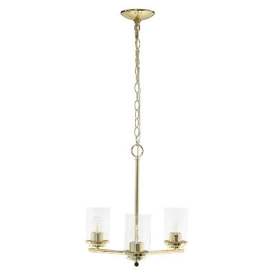 3-Light 15" Classic Contemporary Clear Glass/Metal Hanging Pendant Chandelier - Lalia Home 12 3-Light 15" Classic Contemporary Clear Glass/Metal Hanging Pendant Chandelier - Lalia Home - Image 12