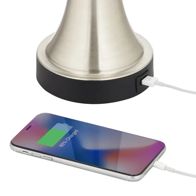 360 Lighting Seymore Modern Table Lamps 26" High Set Of 2 Silver With USB Charging Port LED Touch On Off Black Faux Silk Drum Shade For Bedroom Desk 1 360 Lighting Seymore Modern Table Lamps 26" High Set Of 2 Silver With USB Charging Port LED Touch On Off Black Faux Silk Drum Shade For Bedroom Desk