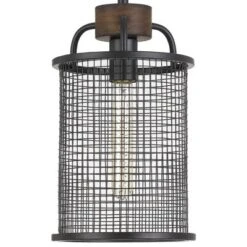 7.75" X 7.75" X 19.5" Metal/Wood Aberdeen Mesh Pendant Bronze - Cal Lighting -Adesso Shop GUEST 1925416d 9760 4d6e bc48 411922a6a5df