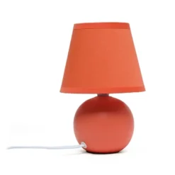 8.66" Petite Ceramic Orb Base Bedside Table Desk Lamp With Matching Tapered Drum Fabric Shade Orange - Creekwood Home -Adesso Shop GUEST 19d4adc9 85dd 45bb 9843 d9216047d513