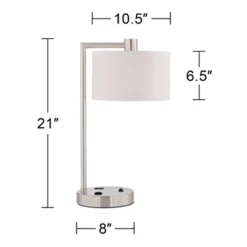 360 Lighting Colby Modern Desk Lamps 21" High Set Of 2 Brushed Nickel With USB And AC Power Outlet In Base White Linen Drum Shade For Bedroom Office 12 360 Lighting Colby Modern Desk Lamps 21" High Set Of 2 Brushed Nickel With USB And AC Power Outlet In Base White Linen Drum Shade For Bedroom Office -Adesso Shop GUEST 1b67ff4b bc9e 4fd3 8363 50634c0c2d76