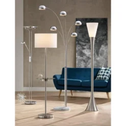 360 Lighting Perseus Modern Torchiere Floor Lamp With Reading Light 71 3/4" Tall Chrome Silver Metal LED Adjustable For Living Room Bedroom House Home -Adesso Shop GUEST 1b82715a 7bee 4419 9af3 406a6342b315