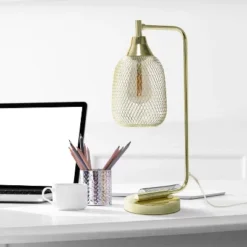 Industrial Mesh Desk Lamp Gold - Lalia Home -Adesso Shop GUEST 1b9d8e2e dd9b 42c3 9b86 182cf10b1601