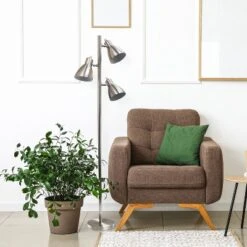 64" Traditional 3 Light Metal Floor Lamp With Adjustable Spotlight Shades Brushed Nickel - Creekwood Home -Adesso Shop GUEST 1c1e6ff1 3cdb 42c8 b23d 4f98a6d62763