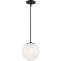 360 Lighting Ciana Black Mini Pendant 10" Wide Modern Orb Frosted Globe Glass Shade For Dining Room House Foyer Kitchen Island Entryway Bedroom Home -Adesso Shop GUEST 1c9d3c32 94d4 44e9 9445 cf1dd647479b