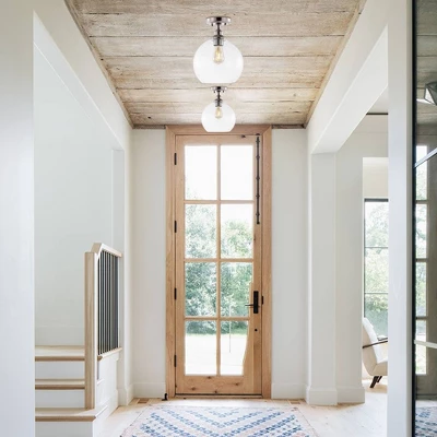 9.75" LED 1-Light Marla Iron/Seeded Glass Pendant Nickel/Clear - JONATHAN Y 3 9.75" LED 1-Light Marla Iron/Seeded Glass Pendant Nickel/Clear - JONATHAN Y - Image 3