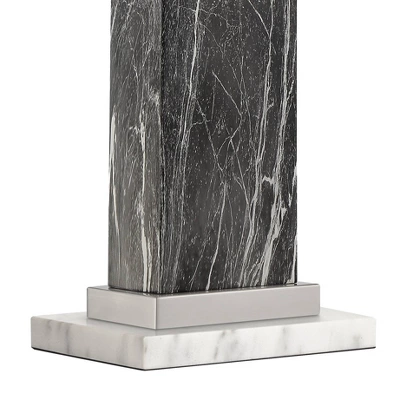 360 Lighting Connie Modern Table Lamps Set Of 2 With White Marble Riser 25" High Black Faux Marble USB Charging Port White Rectangular Shade For Desk 3 360 Lighting Connie Modern Table Lamps Set Of 2 With White Marble Riser 25" High Black Faux Marble USB Charging Port White Rectangular Shade For Desk - Image 3