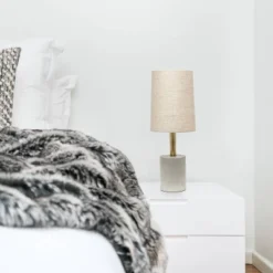 Concrete Table Lamp With Linen Shade Antique Brass - Lalia Home -Adesso Shop GUEST 1ccce30b cff4 4468 9cdf ea809ca11550