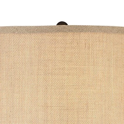 360 Lighting Heather Modern Industrial Table Lamps Set Of 2 With Round Risers 27 1/4" Tall Dark Iron USB Charging Port Iron Burlap Drum Shade For Desk 1 360 Lighting Heather Modern Industrial Table Lamps Set Of 2 With Round Risers 27 1/4" Tall Dark Iron USB Charging Port Iron Burlap Drum Shade For Desk