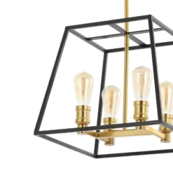 15" 4-Light Lloyd Farmhouse Industrial Iron LED Pendant Black/Brass Gold - JONATHAN Y -Adesso Shop GUEST 1e156816 c9f9 466c 85ee 9309767452d8