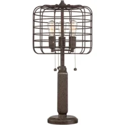 Franklin Iron Works Edison Industrial Rustic Farmhouse Table Lamp 30" Tall Rust Brown Open Metal Cage For Bedroom Living Room Bedside Nightstand Kids -Adesso Shop GUEST 1f73110f 6fe1 4e52 a4d7 20cfb6dc3491