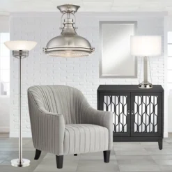 Possini Euro Design Light Blaster Art Deco Torchiere Floor Lamp 72 1/2" Tall Brushed Nickel LED Frosted Glass Bowl Shade For Living Room Bedroom House -Adesso Shop GUEST 1fdfa31a 7db8 4bab 8612 bfbe5fe86e68