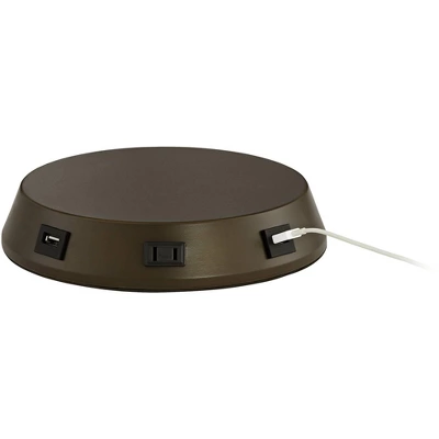 360 Lighting Accent Table Lamp With USB And AC Power Outlet Workstation Charging Base 22" High Warm Bronze Drum Shade Living Room Desk 5 360 Lighting Accent Table Lamp With USB And AC Power Outlet Workstation Charging Base 22" High Warm Bronze Drum Shade Living Room Desk - Image 5