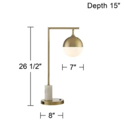 Possini Euro Design Luna Mid Century Desk Table Lamp 26 1/2" High Brass Metal With USB Charging Port Opal Glass Shade For Bedroom Living Room Bedside 13 Possini Euro Design Luna Mid Century Desk Table Lamp 26 1/2" High Brass Metal With USB Charging Port Opal Glass Shade For Bedroom Living Room Bedside -Adesso Shop GUEST 20c74750 8a26 4b6a 83fe 2a778835d337