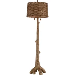 Barnes And Ivy Forrest Sequoia Tree Rustic Country Cottage Floor Lamp 61" Tall Faux Wood Brown Wicker Drum Shade For Living Room Bedroom Office House -Adesso Shop GUEST 20fca43f 9553 4708 bce2 cefcae9cf00e