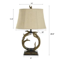 Dalton Brown Antler Table Lamp With Beige Hardback Fabric Shade - StyleCraft -Adesso Shop GUEST 212a9660 a53b 492c a315 bfd2fd75736c