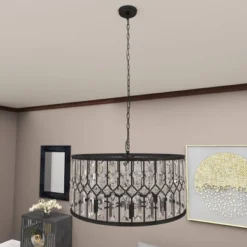Metal Crystal Embellishments 6 Light Chandelier With Link Style Chain Black - Olivia & May 18 Metal Crystal Embellishments 6 Light Chandelier With Link Style Chain Black - Olivia & May -Adesso Shop GUEST 218d9ef8 ee4e 4035 9c19 f1e10499c650