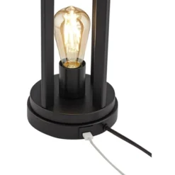 360 Lighting Marcel Industrial Table Lamps Set Of 2 With Round Risers 24 1/4" High Black LED Nightlight USB Port Natural Shade For Living Room Desk -Adesso Shop GUEST 2288e42b ee03 4a50 b66e 668f2cff9576