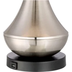 360 Lighting Simon Modern Table Lamps 25 1/2" High Set Of 2 Brushed Nickel With USB Charging Port And Table Top Dimmers White Fabric For Home Desk -Adesso Shop GUEST 23092e0f b7cb 404e 84af f4cf81c3762c