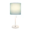 19.5" Bedside USB Port Feature Metal Table Desk Lamp White With Aqua Blue Fabric Shade - Creekwood Home