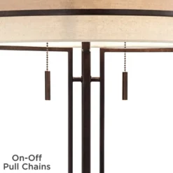 Franklin Iron Works Andes Modern Industrial Table Lamp 27 1/2" Tall Oil Rubbed Bronze Metal Stacked Double Fabric Drum Shade For Bedroom Living Room -Adesso Shop GUEST 23483765 cadc 4980 b960 78d11e9d10e7