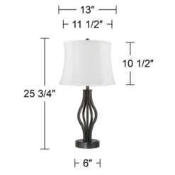 360 Lighting Heather Modern Industrial Table Lamps 25 3/4" High Set Of 2 Dark Iron With USB Charging Port White Softback Drum Shade For Bedroom Desk -Adesso Shop GUEST 23babb46 ce91 438d ad8e d4ceffd72d32