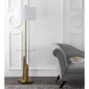 61" Ambrosio Floor Lamp Side Table Brass/Gold (Includes CFL Light Bulb) - Safavieh