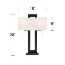 360 Lighting Neil Modern Rustic Table Lamp 26" High Black Metal With USB Charging Port White Rectangular Shade For Bedroom Living Room Bedside Desk -Adesso Shop GUEST 249b76df c4e3 4773 8e38 002a6115fa7e