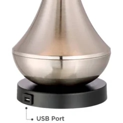 360 Lighting Simon Modern Table Lamps 25 1/2" High Set Of 2 Brushed Nickel With USB Charging Port Ivory Linen Shade For Bedroom Living Room House Desk -Adesso Shop GUEST 24adc801 a4c7 4967 a0eb da46831554a1 1