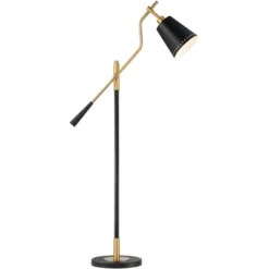 Possini Euro Design Modern Pharmacy Floor Lamp 54" Tall Matte Black Warm Gold Adjustable Metal Shade For Living Room Reading House -Adesso Shop GUEST 25e34b54 65ac 4d1b b9d0 e44ee11b1b12