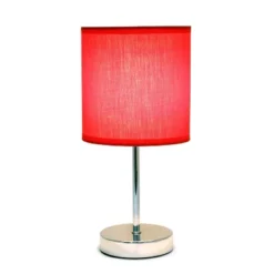 11.81" Traditional Petite Metal Stick Bedside Table Desk Lamp In Chrome With Fabric Shade Red - Creekwood Home -Adesso Shop GUEST 274b40f2 6a1d 4668 ba06 400a9b755e2d