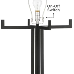 Possini Euro Design Madrid Modern Industrial Floor Lamp 64" Tall Matte Black Metal White Linen Hardback Drum Shade For Living Room Bedroom Office Home -Adesso Shop GUEST 27cdcff6 0555 4b3e 9660 2968ac07a0ce