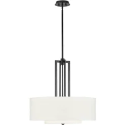 Possini Euro Design Sundry Semi Gloss Black Drum Pendant Chandelier 24" Wide Modern Double Shade 4-Light Fixture For Dining Room Foyer Kitchen Island -Adesso Shop GUEST 27e81486 f3db 4192 b64a d18fef770ca4