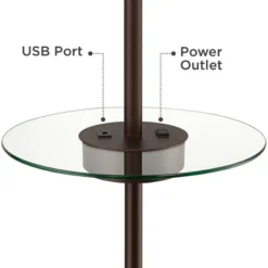 360 Lighting Caper Modern Floor Lamp With Tray Table 60 1/2" Tall Bronze USB And AC Power Outlet Off White Fabric Drum Shade For Living Room Office -Adesso Shop GUEST 2829501d 1afa 4a1f b736 9c74b6a6668b 1