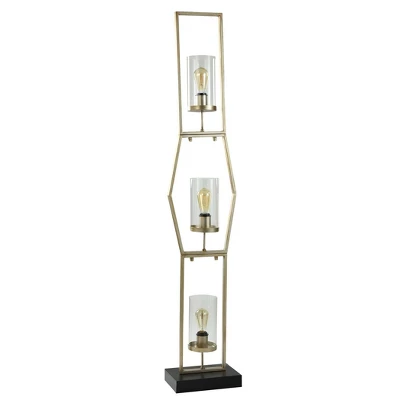 3-Tier Laslo Steel Glass Shade Floor Lamp - StyleCraft 1 3-Tier Laslo Steel Glass Shade Floor Lamp - StyleCraft