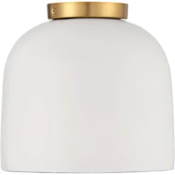 Possini Euro Design Merrick Modern Industrial Ceiling Light Flush Mount Fixture 9 1/4" Wide White Cement Gold For Bedroom Kitchen Living Room Hallway -Adesso Shop GUEST 2a20b418 8e55 4d9c 8c44 bc59b85cb0d4