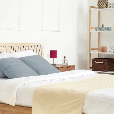 11.81" Traditional Petite Metal Stick Bedside Table Desk Lamp In Chrome With Fabric Shade Wine Red - Creekwood Home 4 11.81" Traditional Petite Metal Stick Bedside Table Desk Lamp In Chrome With Fabric Shade Wine Red - Creekwood Home - Image 4