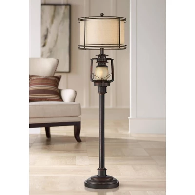 Barnes And Ivy Henson Industrial Floor Lamp 63" Tall Bronze With LED Nightlight Earthy Fabric Drum Shade For Living Room Bedroom Office House Home 1 Barnes And Ivy Henson Industrial Floor Lamp 63" Tall Bronze With LED Nightlight Earthy Fabric Drum Shade For Living Room Bedroom Office House Home