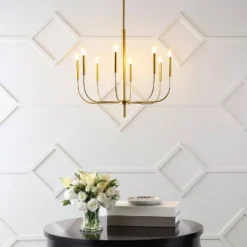 27.25" 8-Light Amoros Modern Mid-Century Iron LED Chandelier Gold Painting - JONATHAN Y 19 27.25" 8-Light Amoros Modern Mid-Century Iron LED Chandelier Gold Painting - JONATHAN Y -Adesso Shop GUEST 2a78a279 36c1 4c95 b335 1671053b73ac