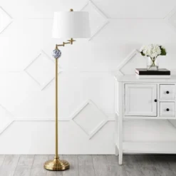 61.5" Aveiro Classic Midcentury Iron LED Floor Lamp Brass Gold LED Light Bulb (Includes LED Light Bulb) - JONATHAN Y -Adesso Shop GUEST 2a7f55b1 9b01 4ec5 9969 a520ebe8fe7e