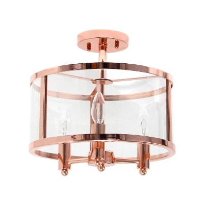 3-Light 13" Industrial Farmhouse Glass/Metallic Accented Semi-flushmount Ceiling Light - Lalia Home 14 3-Light 13" Industrial Farmhouse Glass/Metallic Accented Semi-flushmount Ceiling Light - Lalia Home - Image 14