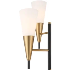 Possini Euro Design Quatro Mid Century Modern Tree Floor Lamp 71" Tall Black Gold Metal 4 Light Frosted Glass Cone Shade For Living Room Bedroom House -Adesso Shop GUEST 2b74941b 60aa 4a94 b028 4f70395f3b39
