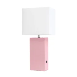 21" Lexington Leather Base Modern Home Decor Bedside Table Lamp With USB Charging Port And Fabric Shade - Lalia Home 39 21" Lexington Leather Base Modern Home Decor Bedside Table Lamp With USB Charging Port And Fabric Shade - Lalia Home -Adesso Shop GUEST 2c424fea 762a 4b9d bd20 7af77db42851